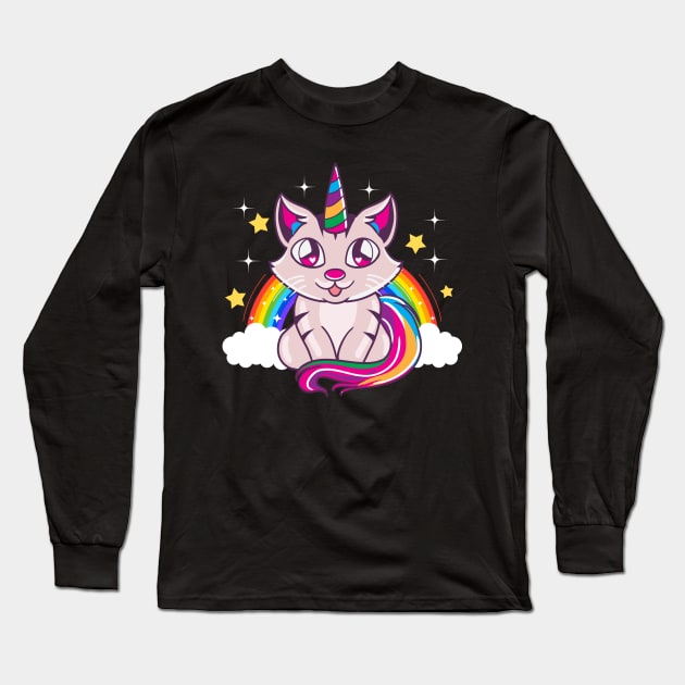 Cute & Funny Unicorn Cat Rainbow Kitty Magical Long Sleeve T-Shirt by theperfectpresents